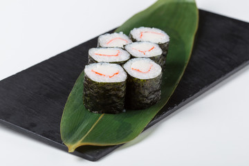 Set of maki sushi rolls with red filling