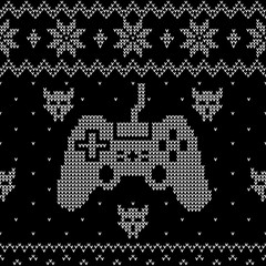 Video gaming themes Ugly Christmas sweater style seamless pattern © mrhighsky