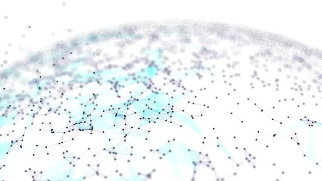 Abstract 3D plexus sphere on white background. Digital technology background 4K.
