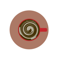 Vector coffee art. A cup of cappuccino with pattern. Top view on a Cup of coffee