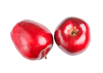 two red apples isolated on white background.