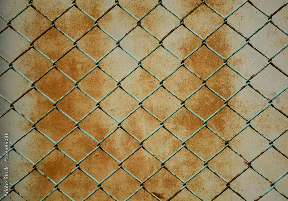 Wall mural rust metal net