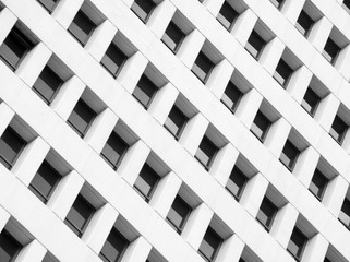 Black and white Closeup window of building exterior