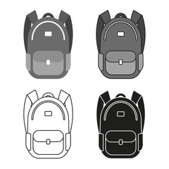 A collection of icons of backpacks. City backpack, travel bag, school backpacks. Vector illustration.