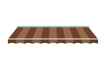 Striped awning, canopy for the store. Awning for the cafes and street restaurants. Vector illustration isolated on white background.