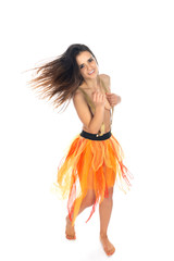 Brunette in a tulle skirt