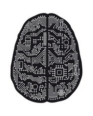 Human brain motherboard isolated vector illustration