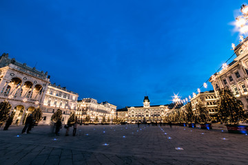 The square of Trieste during Christmas time