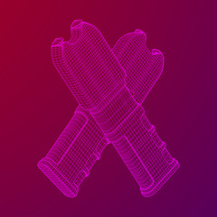Police electro shocker taser stun gun. Wireframe low poly mesh vector illustration