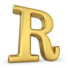 Gold Letter R Isolated on White