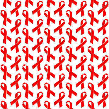 Seamless Pattern Ribbons Graphic Red HIV