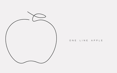 Apple icon vector one line drawing isolated on the white background. Vector illustration.