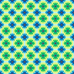 pattern floreale con corolle blu e verdi