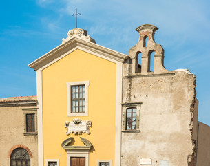 Quaint historic building in the historic city center of Cascina in Tuscany, Italy
