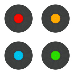 Set Musical plate. Logo. Vector illustration. EPS 10. Red, orange, green and blue color musical plate.