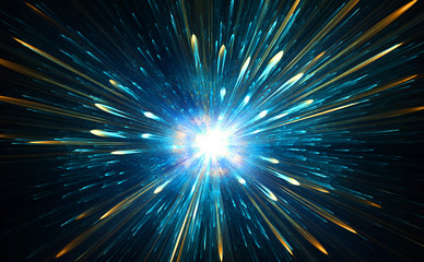 High-energy particles explosion.