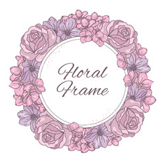 FLORAL FRAME Wedding Vector Illustration Wreath for Print, Invitation, Greeting, Decoration, Congratulation