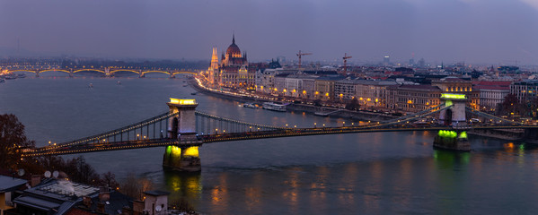 Early Blue Hour Panorama of Budapest