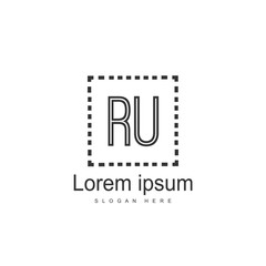 Initial RU Logo Template. Minimalist letter logo design