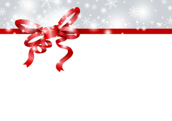 Christmas and new year background design of red ribbon and snowflake in winter with copy space vector illustration