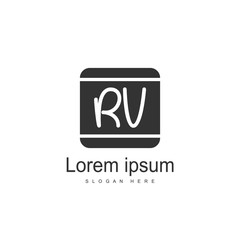 Initial RV Logo Template. Minimalist letter logo design