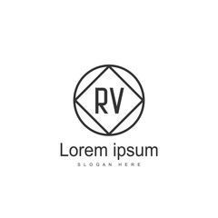 Initial RV Logo Template. Minimalist letter logo design