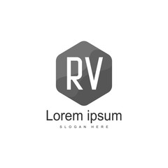 Initial RV Logo Template. Minimalist letter logo design
