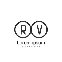 Initial RV Logo Template. Minimalist letter logo design