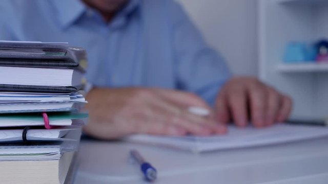 Impatiently Businessman Make Restless Gestures with Fingers on the Desk Surface