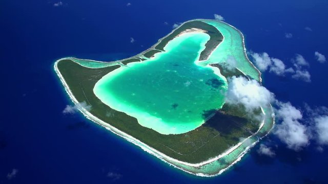 Aerial tropical view of Bora Bora Tupai and Tahaa Island South Pacific 