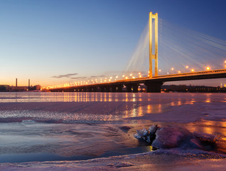 The Pivdennyi ("Southern") Bridge in Kiev, Ukraine