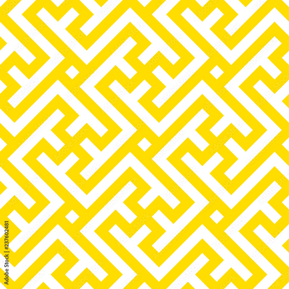 Aufkleber Seamless geometric pattern. Vector linear yellow pattern with swastika.