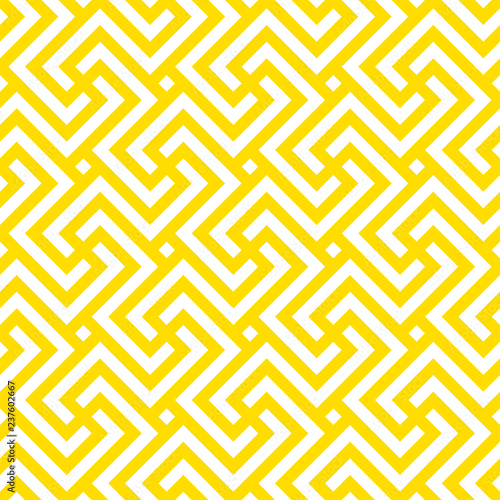 Poster Seamless geometric pattern. Vector linear yellow pattern with swastika.