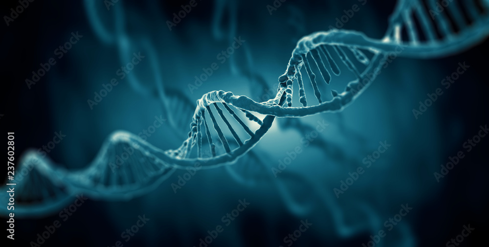 Wall mural 3d render of dna structure, abstract background