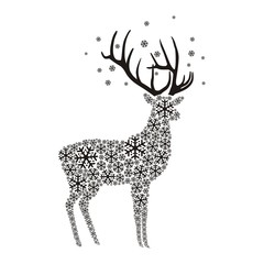 Силуэт оленя из снежинок