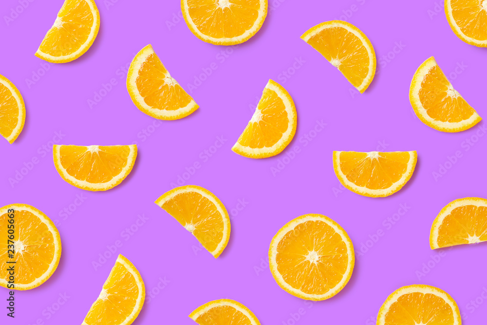 Wall mural colorful fruit pattern of orange slices