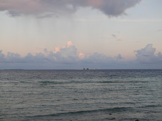Beautiful Cumulus clouds over the ocean in Maldives