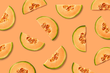 Colorful fruit pattern of melon slices