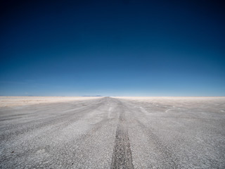 Empty Salt Desert Uyuni in Bolivia
