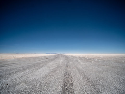 Empty Salt Desert Uyuni in Bolivia