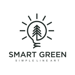 Line Art Evergreen / Pine tree and bulb Logo design inspiration