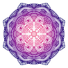 Decorative mandala with the all-seeing eye in the purple-pink colors