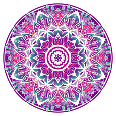 Сolored decorative Mandala_in violet green and white colors