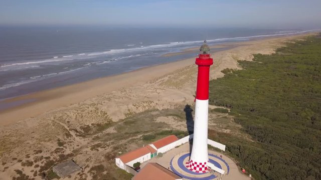 Aerial view of lighthouse La Coubre in La Tremblade, Charente Maritime