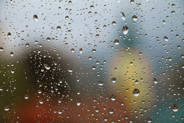Rain drops on window glass