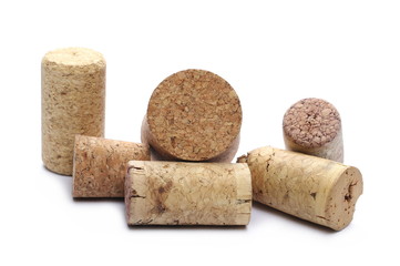 Wine corks isolated on white background