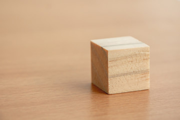 Wooden cube on wood table with copy space, Private business,self-employed.