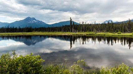 Landscape view of Wrangell-St. Elias National Park in Alaska.