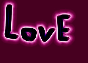 neon inscription love with effects