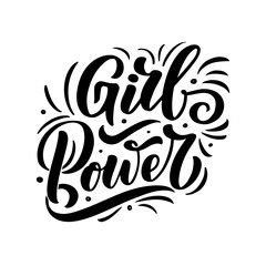 GIRL POWER - quote lettering. Calligraphy inspiration graphic design typography element. Hand written postcard. Cute vector sign, hand drawn style. Textile print